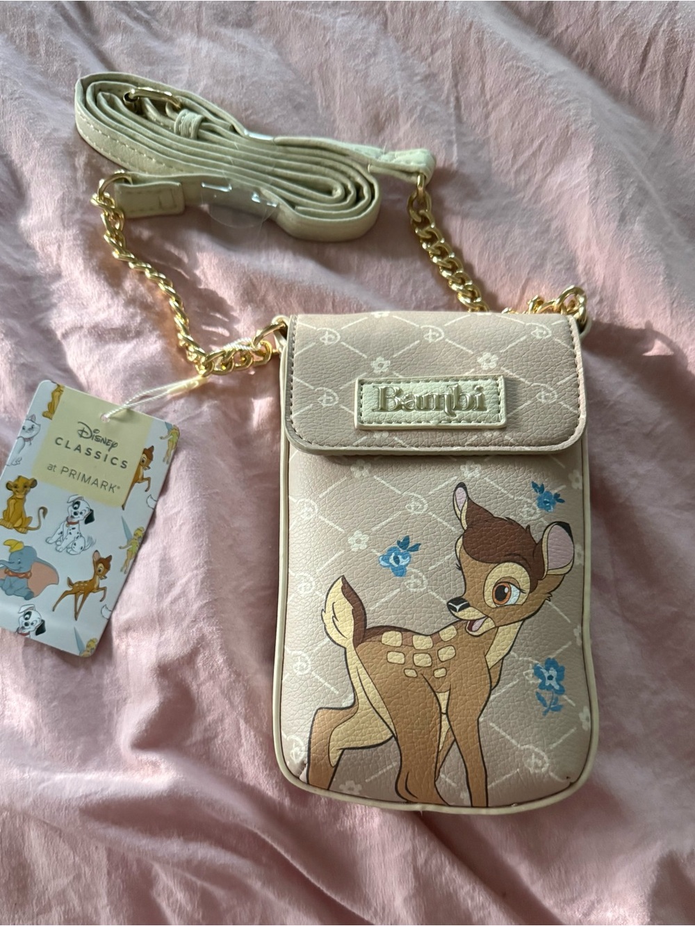 Primark Bambi Crossbody Phone Bag with Gold Chain
